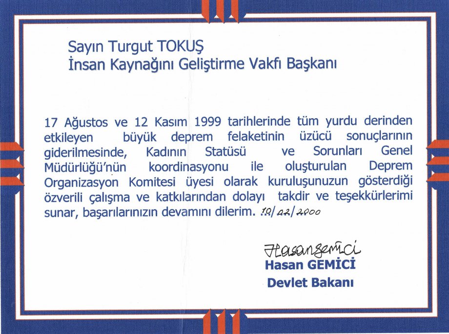 İKGV / TEŞEKKÜR YAZILARI